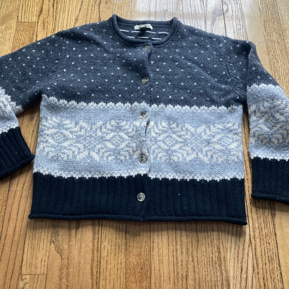 Vintage wool Eddie Bauer Women's grey, black and Gray Patterned Sweater